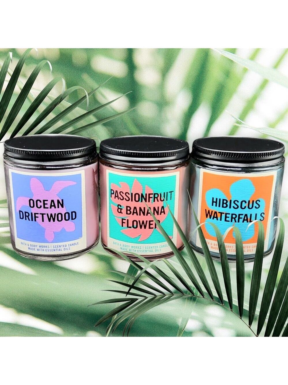 3 TROPICAL CANDLES BY BATH & BODY WORKS SINGLE WICK